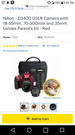 How much would you charge Selling a Nikon D3400. It is very lightly used i have everything pictured except the monkey